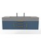 Castello Usa Nile 60" Wall Mounted Blue Vanity With Gray Top And Gold Handles CB-MC-60BLU-GLD-2053-GR - alternate 1